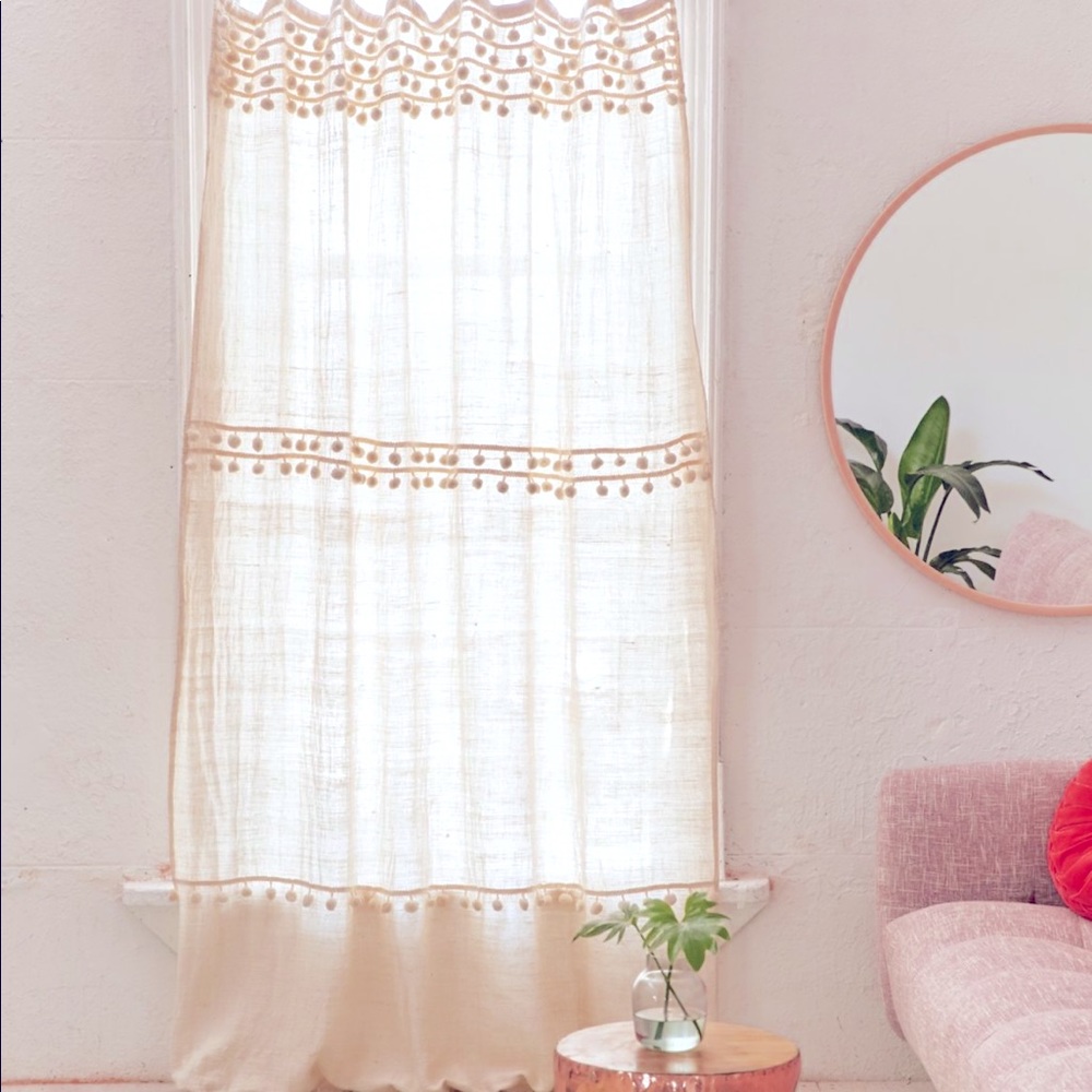 “Averi Pompom Gauze Window Curtain” -Urban Outfitters